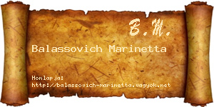 Balassovich Marinetta névjegykártya